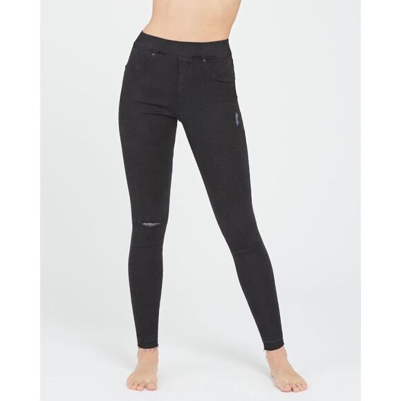 Spanx Black Vintage Distressed Ankle Skinny Jeans - Picture 1 of 9